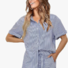 Womens Summer 2 Piece Outfits Oversized Short Sleeve Button Down Shirts and Shorts Lounge Pajama Matching Sets 2024