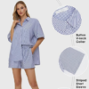 Womens Summer 2 Piece Outfits Oversized Short Sleeve Button Down Shirts and Shorts Lounge Pajama Matching Sets 2024 - Image 3