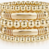 Gold Bangles Bracelet for Women Chunky Curved Stacking Plated Bead Ball Stretchable Bracelets