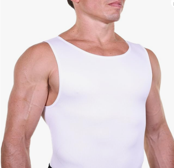 EliteSlim Men's Compression Shirt to Hide Gynecomastia Moobs Abs Chest Stomach Slimming Shapewear