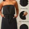 Swimsuit Cover Up Terry Cloth Strapless Dress Drawstring with Pockets. - Image 3