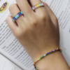 14k Gold Plated 925 Sterling Silver Colourful Bar Setting Rainbow Baguette Sparkling Multi Color Sapphire Gemstone Tennis Bracelet, Jewelry for womens - Image 3